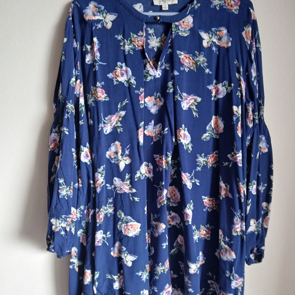 Umgee Blue Floral Tunic or Dress  Size XL - Picture 2 of 11